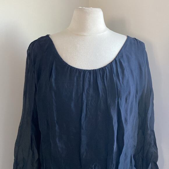 Tiered Drop Waist Dress Womens Sz 4 Black Mini Sheer Sleeve LBD - Picture 3 of 8